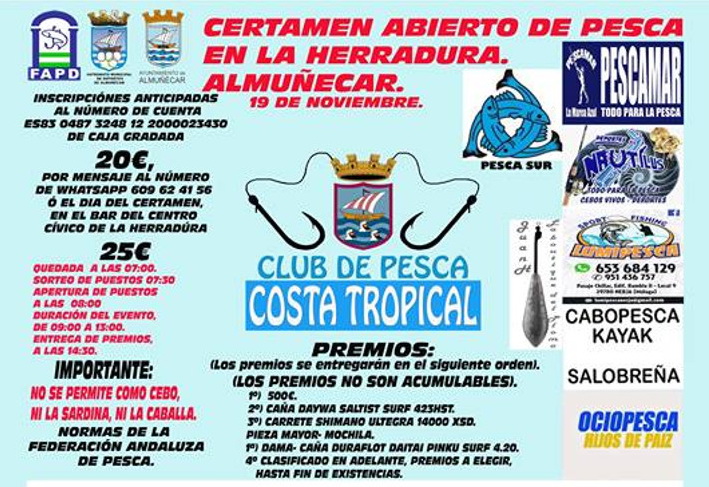 El Club Pesca  Costa Tropical celebra este domingo en La Herradura el II Abierto de Surfcasting